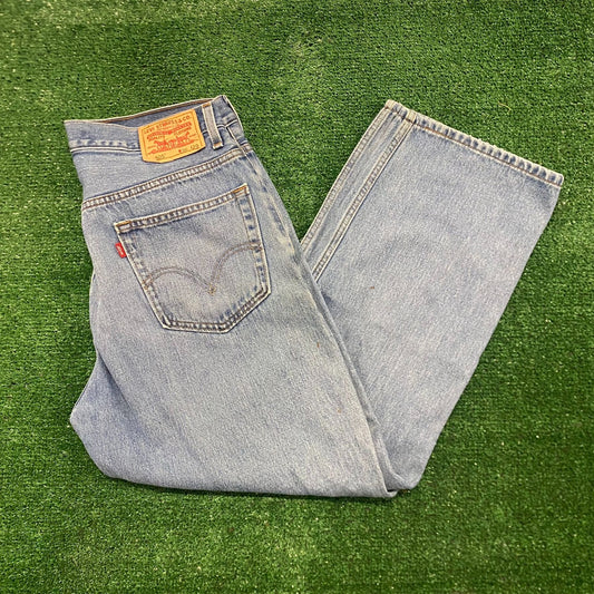 Levi's 505 Faded Vintage Straight Fit Denim Jeans Pants