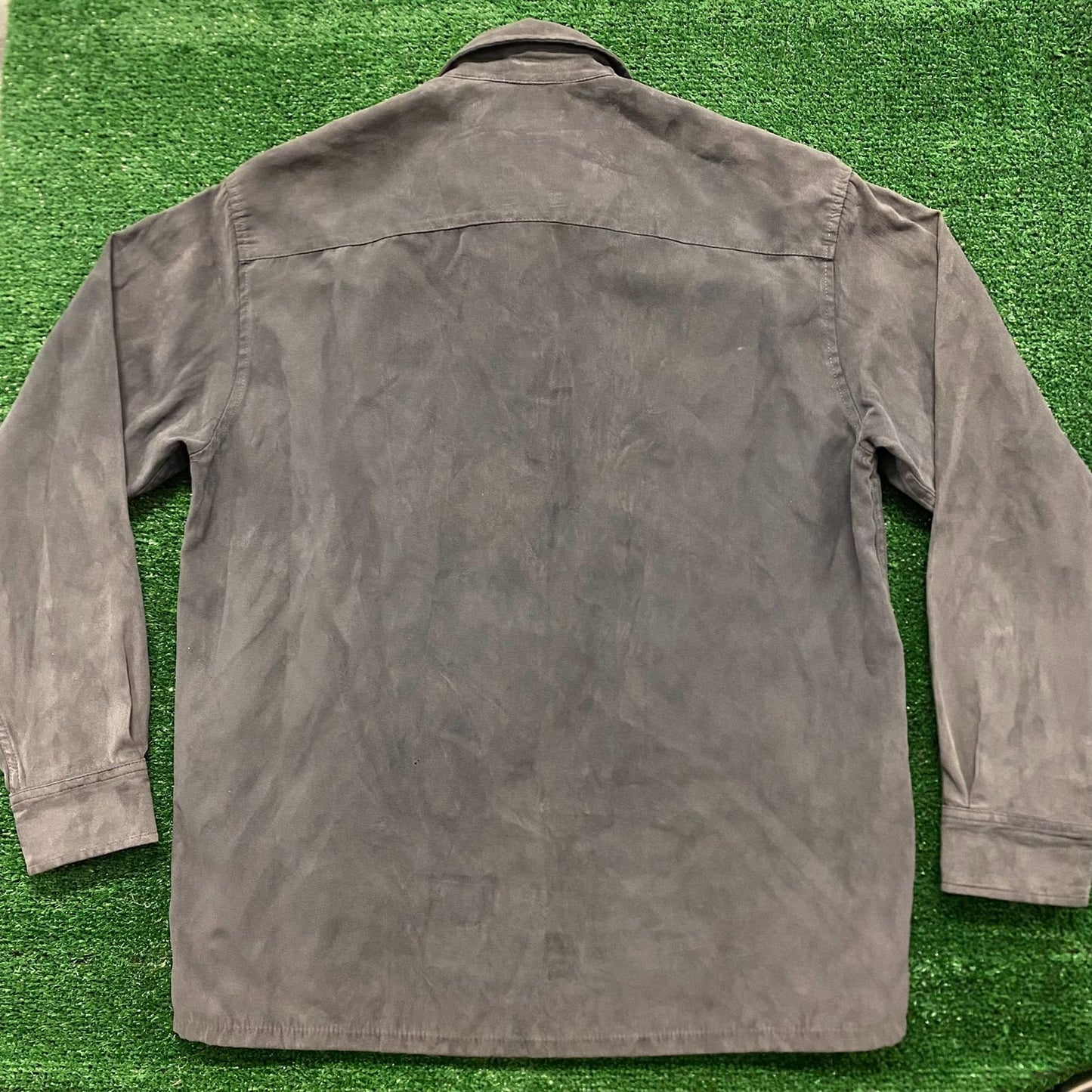 Gray Vegan Suede Vintage Shirt Jacket Shacket