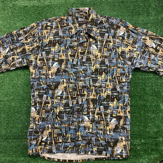 Abstract Geometric Art Vintage Button Up Shirt