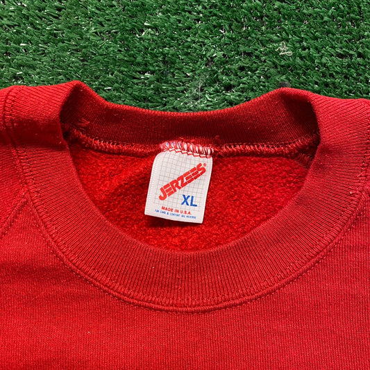 Red Vintage 90s Blank Crewneck Sweatshirt