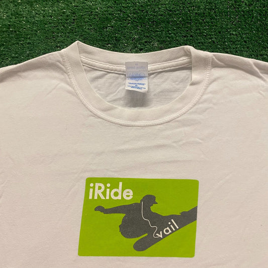 Vail Snowboarding iRide Vintage Apple Mac Style T-Shirt