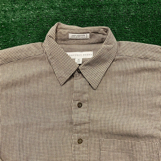 Micro Plaid Check Vintage Casual Button Up Shirt