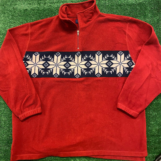 Winter Vintage Printed Fleece Pullover Sweatshirt