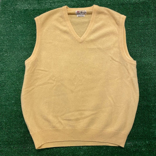 Yellow Lambs Wool Vintage 80s Knit Golf Sweater Vest