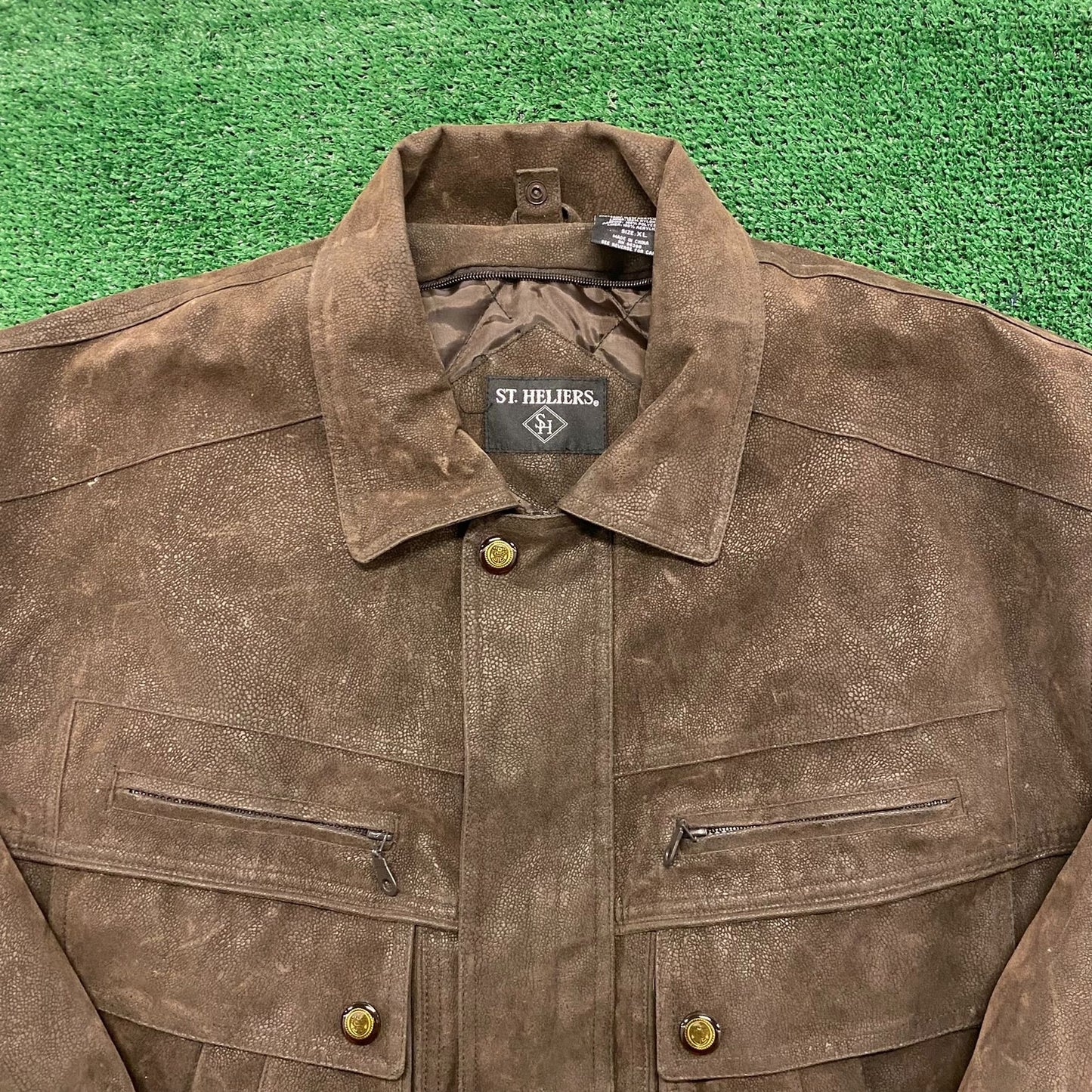 Vintage Faux Vegan Leather Bomber Jacket