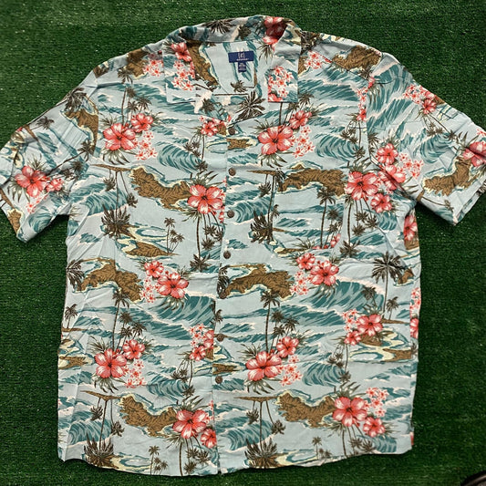 Pastel Floral Beach Vintage Button Up Hawaiian Shirt