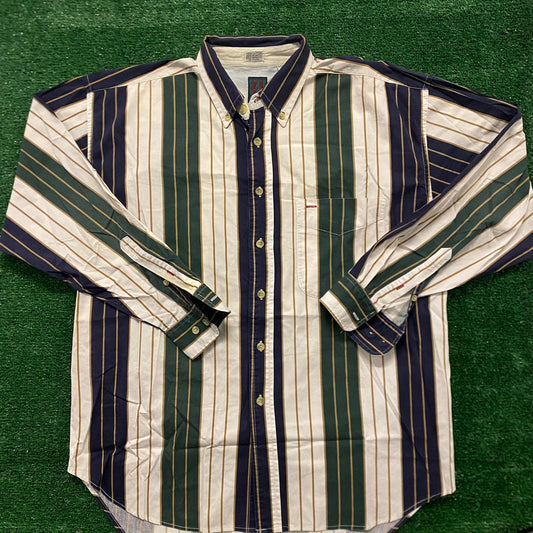 Bold Vertical Striped Vintage Button Up Shirt