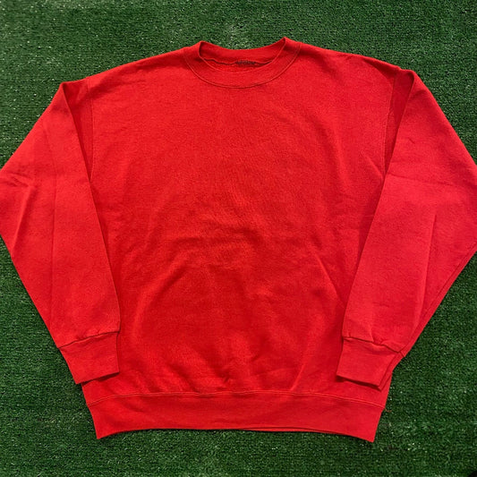 Red Basic Plain Blank Vintage 90s Crewneck Sweatshirt