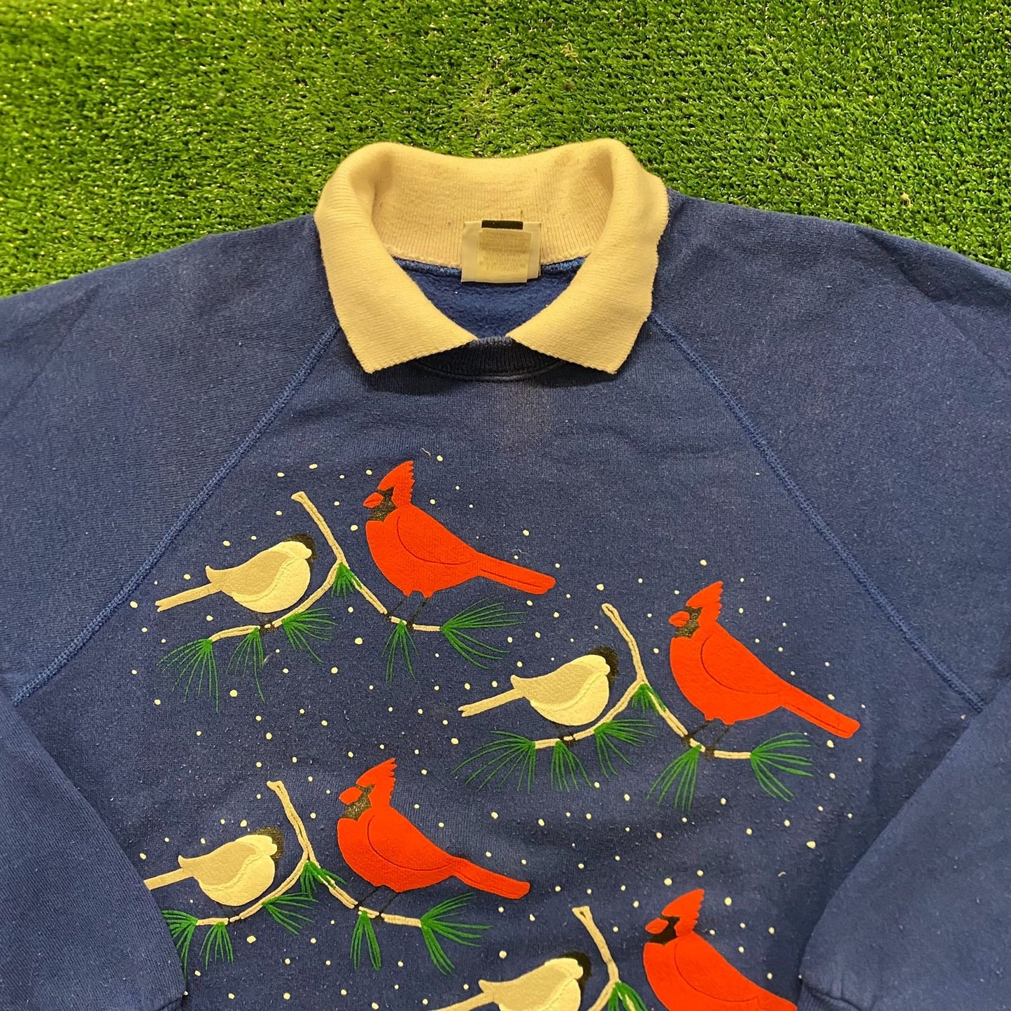 Birds Vintage 90s Nature Polo Sweatshirt