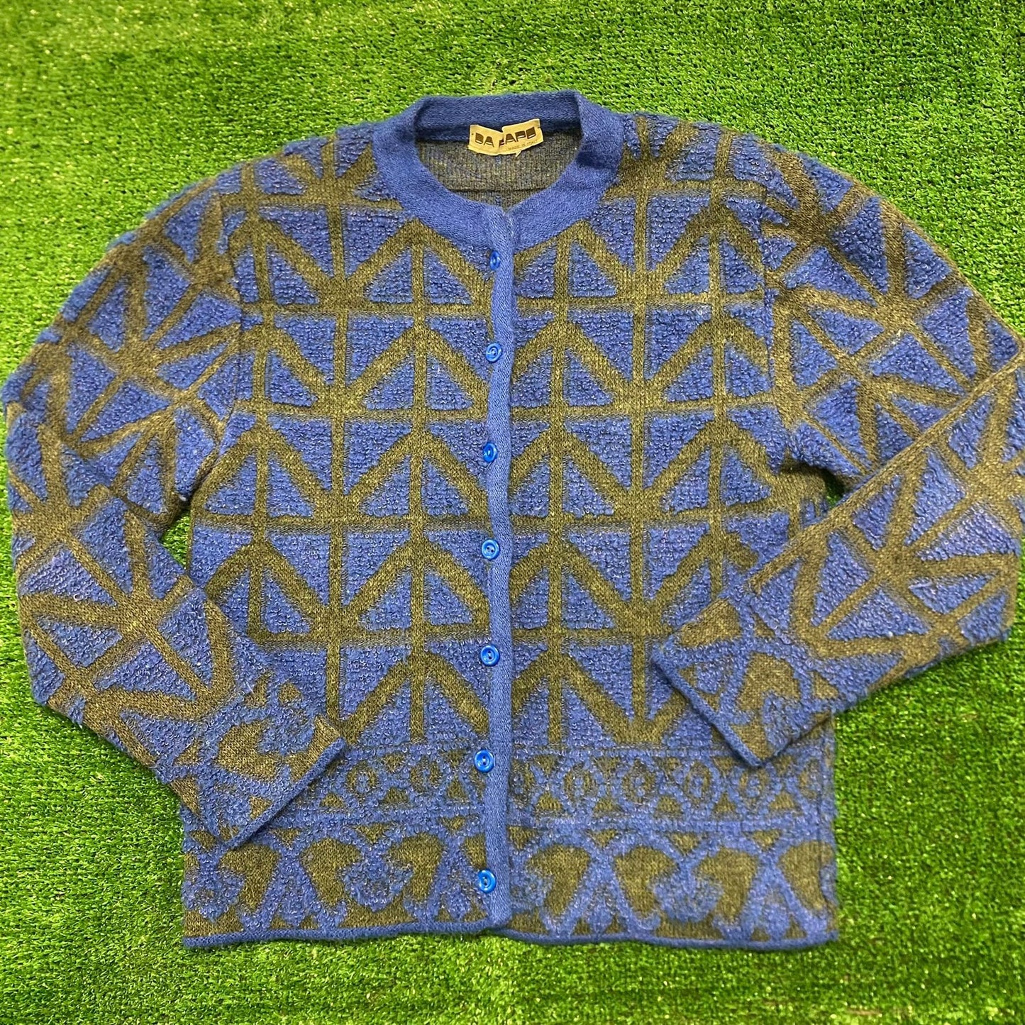 Abstract Vintage 80s Wool Cardigan Sweater