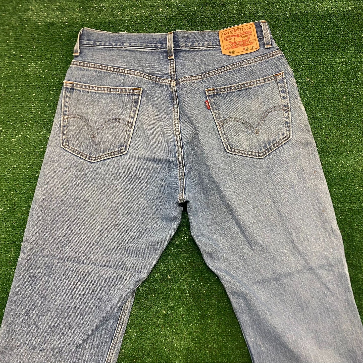Levi's 505 Faded Vintage Straight Fit Denim Jeans Pants