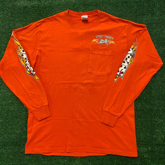 Flaming Dice Skull Vintage Biker T-Shirt