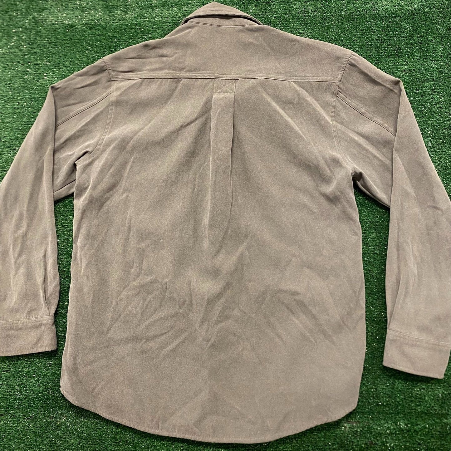 Drab Olive Green Vegan Suede Vintage Shirt Jacket Shacket