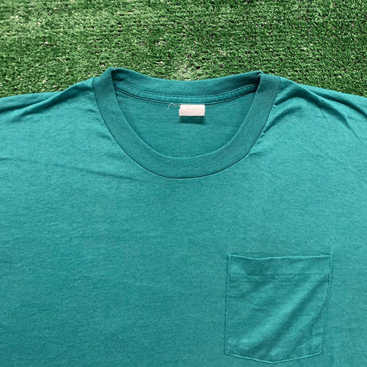 Green Vintage 90s Plain Blank T-Shirt