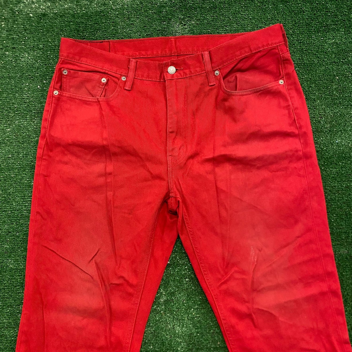 Red Denim Jeans Jeans, 59% OFF