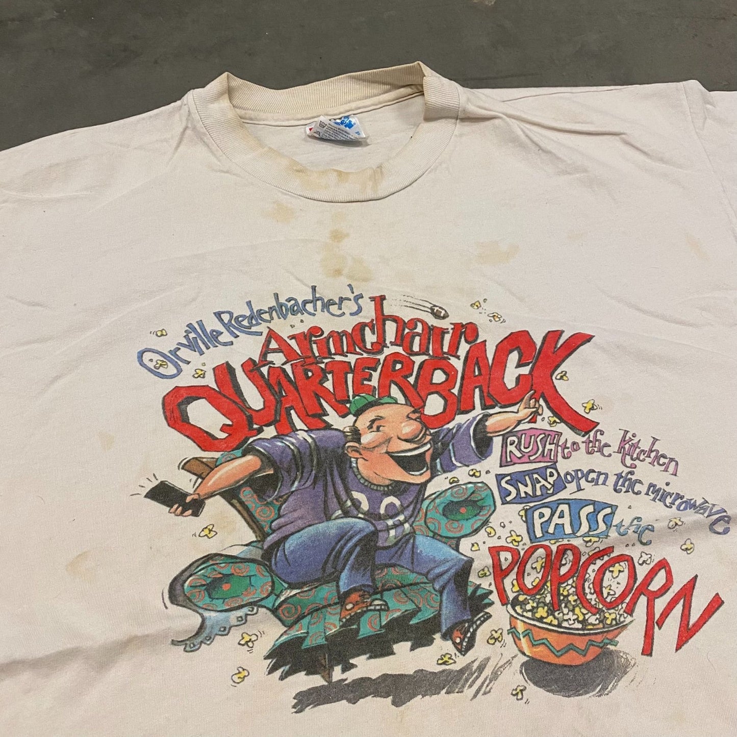 Popcorn Football Vintage 90s T-Shirt
