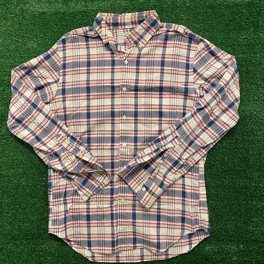 J. Crew Plaid Check Vintage Preppy Button Up Shirt