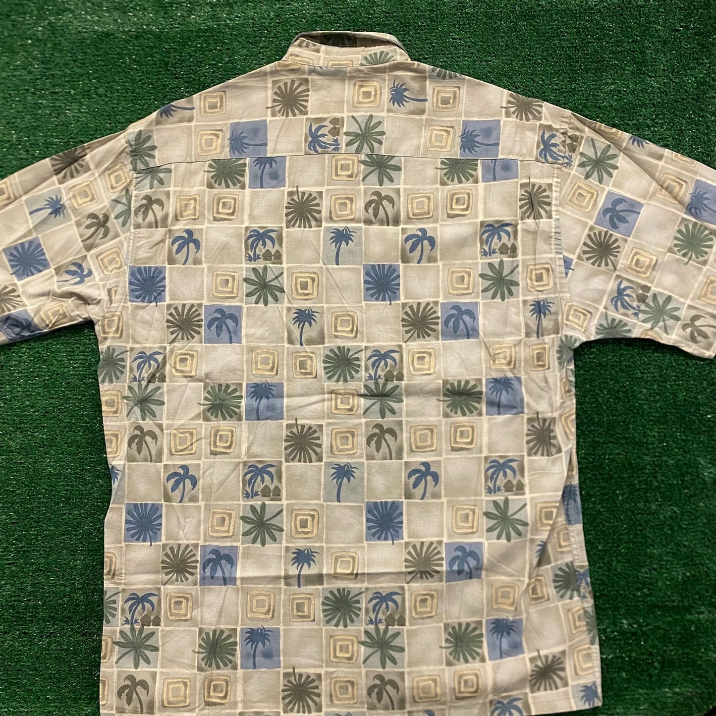 Earth Tones Palm Floral Vintage Button Up Shirt