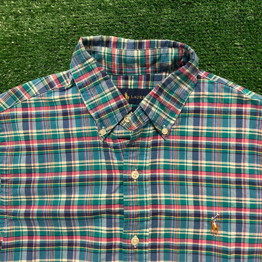 Ralph Lauren Plaid Vintage Preppy Button Up Oxford Shirt