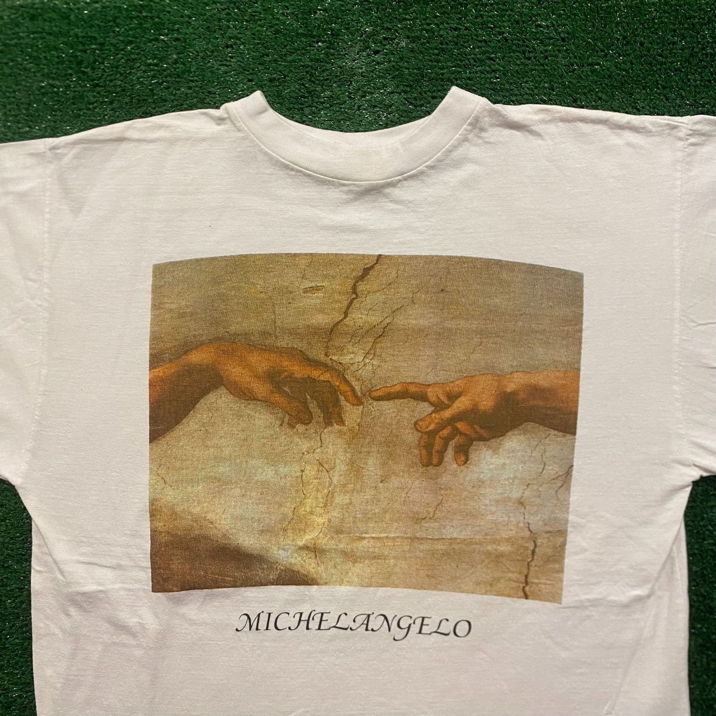 Vintage 90s Michelangelo Creation of Adam Art T-Shirt