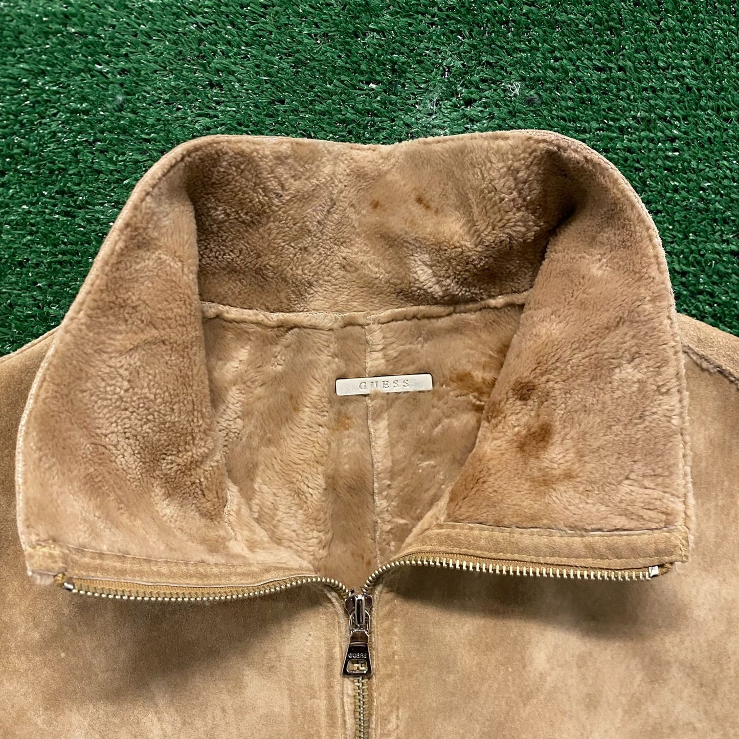 Guess Faux Fur Lined Suede Leather Jacket