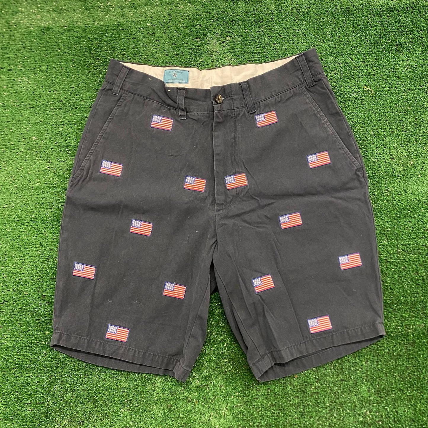 USA American Flag Vintage Preppy Casual Chino Shorts