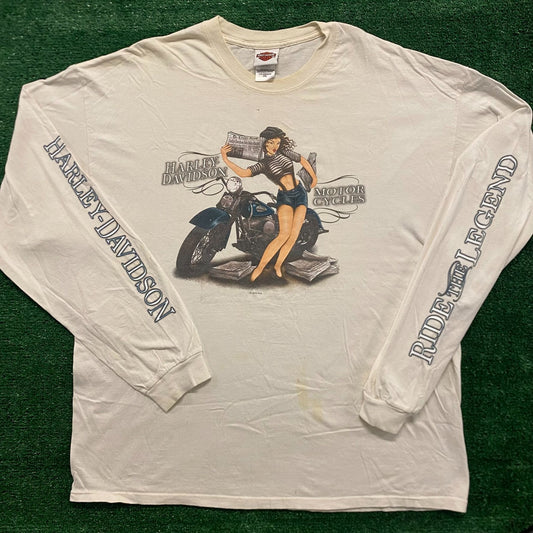 Harley Davidson Paper Girl Vintage Moto Biker T-Shirt