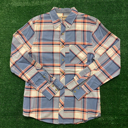 1901 Plaid Check Vintage Button Up Casual Shirt