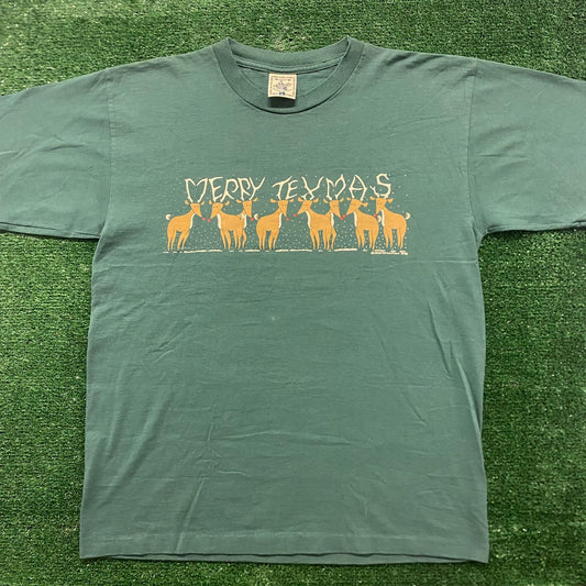 Texas Christmas Deer Vintage 90s Nature T-Shirt
