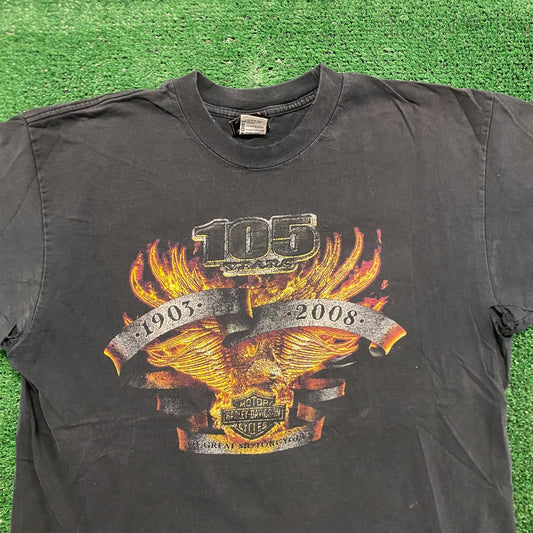 Harley Davidson Eagle Flames Vintage Punk Biker T-Shirt