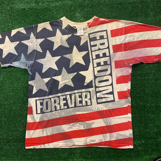 USA American Flag Vintage 90s AOP T-Shirt