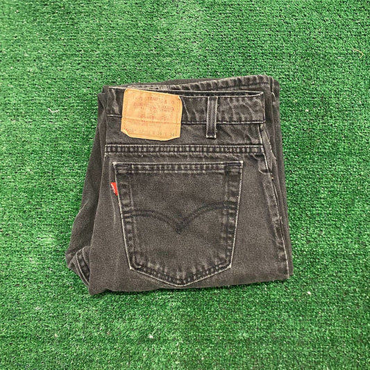 Levi's 505 Black Vintage Straight Fit Denim Jeans Pants