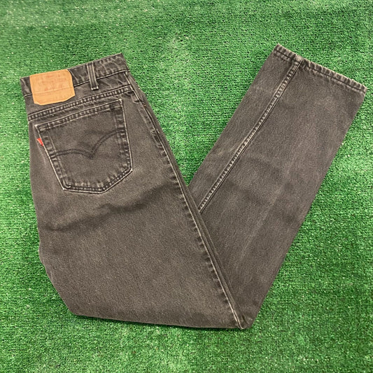 Levi's 505 Black Vintage Straight Fit Denim Jeans Pants