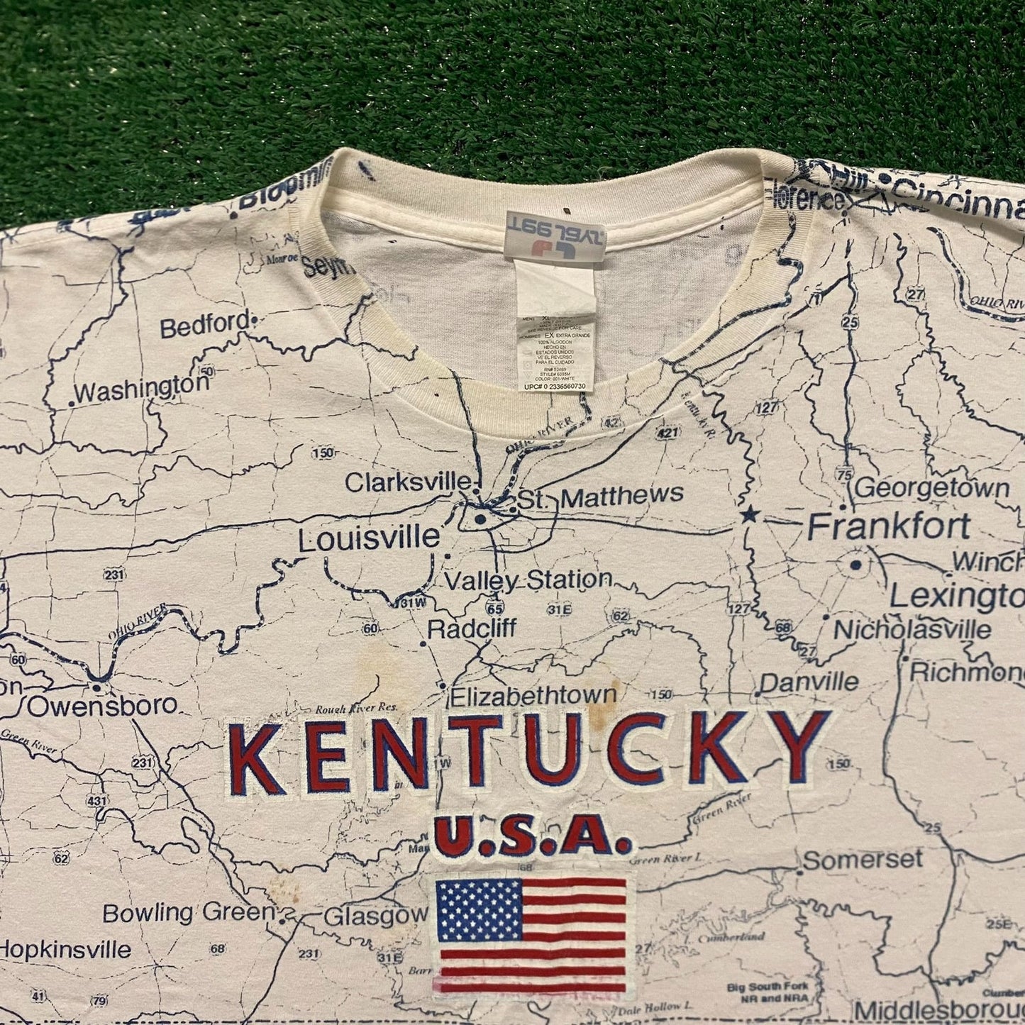 Kentucky Road Map Vintage 90s Grunge T-Shirt