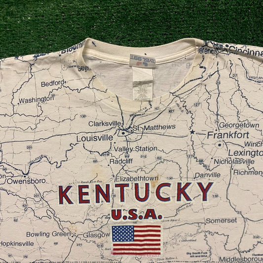 Kentucky Road Map Vintage 90s Grunge T-Shirt