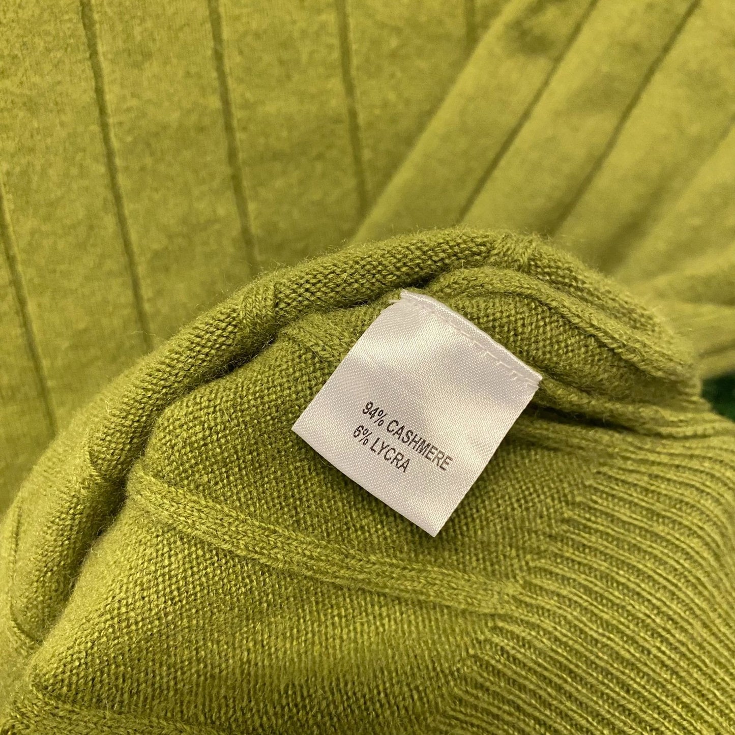 Green Striped Vintage Crewneck Cashmere Wool Sweater