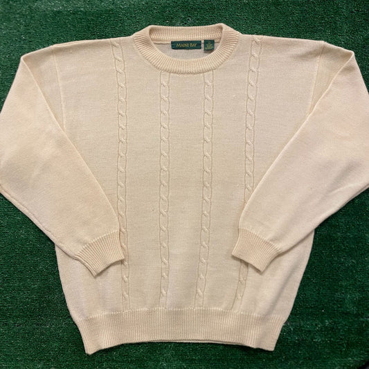 Cable Knit Vintage Crewneck Wool Sweater