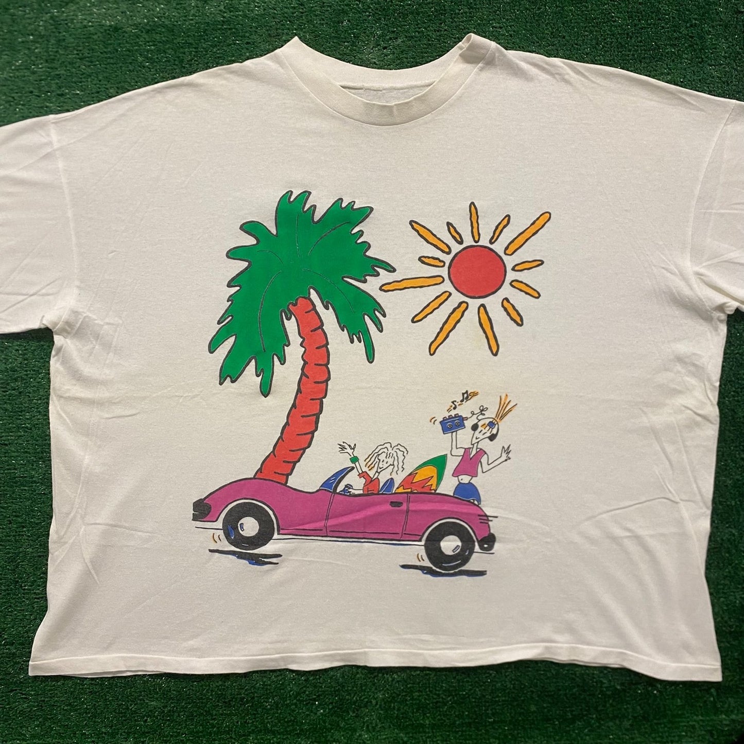 Fido Dido Beach Car Vintage 90s Cartoon T-Shirt