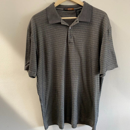 Claiborne Gray Striped Polo Shirt