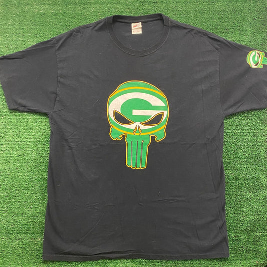 Green Bay Packers Skull Vintage Football T-Shirt