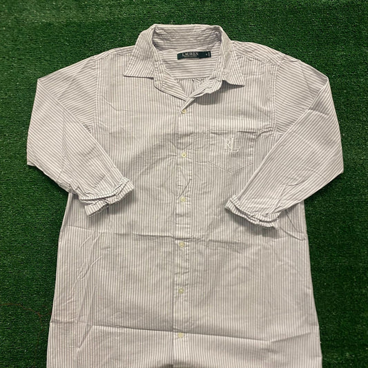 Ralph Lauren Striped Monogram Vintage Preppy Casual Shirt