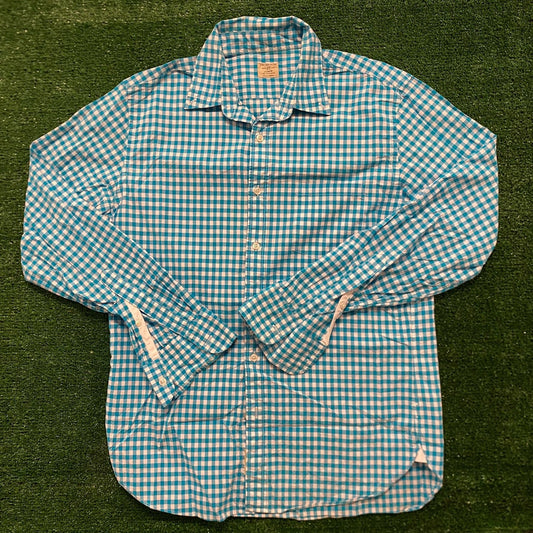 J. Crew Blue Gingham Plaid Check Preppy Button Up Shirt