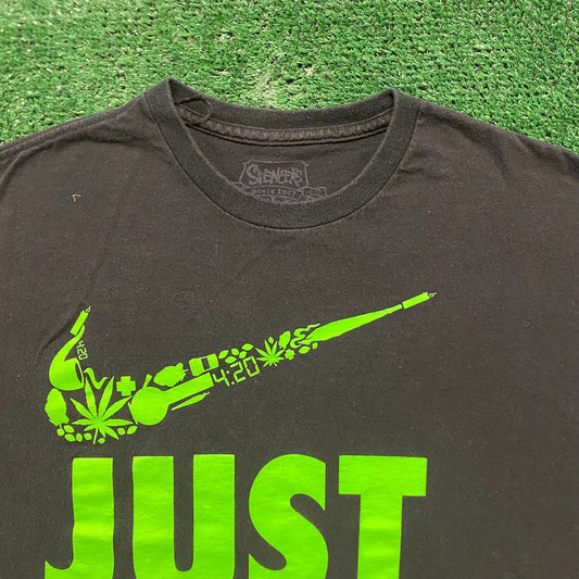Vintage Y2K Nike Swoosh Marijuana Weed Parody Humor T-Shirt