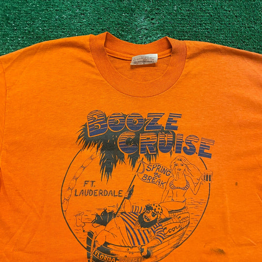 Spring Break Party Boat Vintage 80s T-Shirt