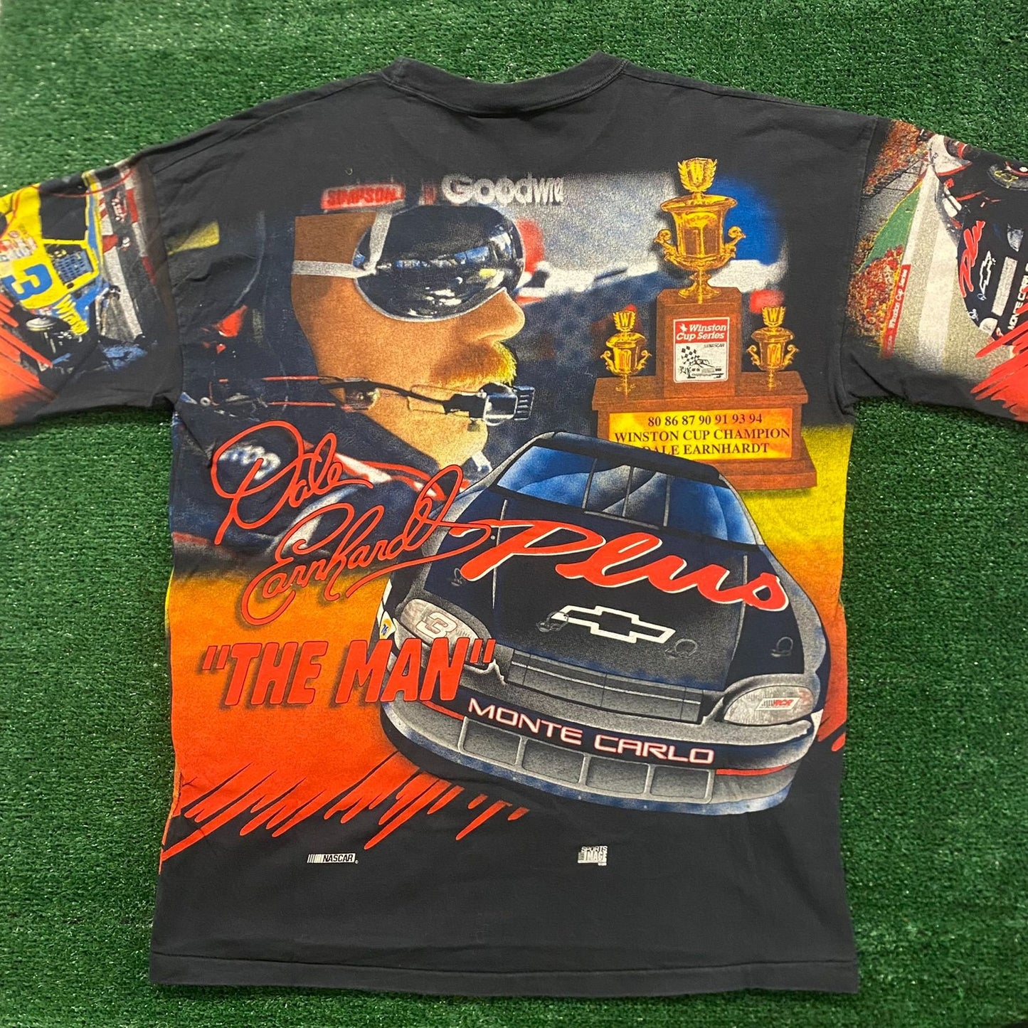 Dale Earnhardt Vintage 90s NASCAR Racing AOP T-Shirt