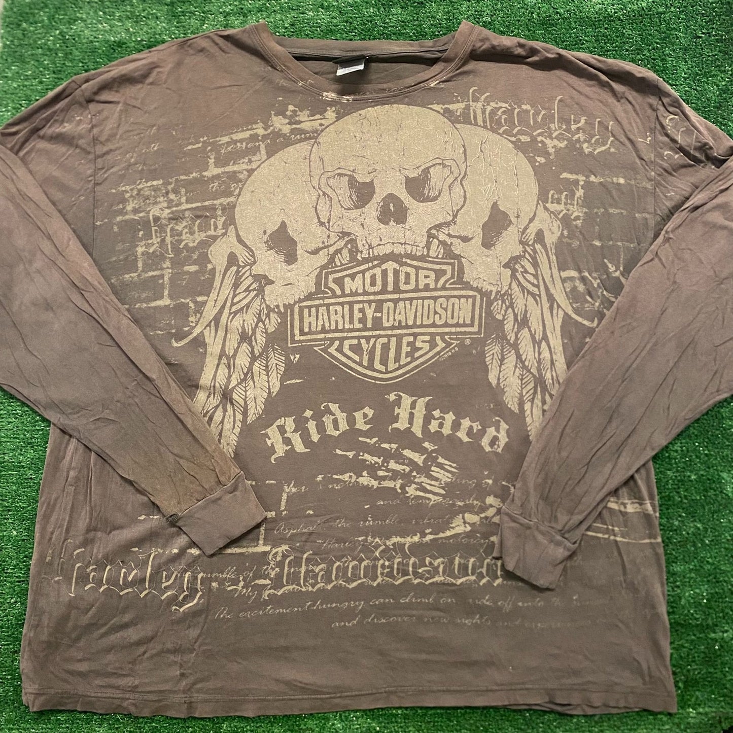 Harley Davidson Skull Vintage Gothic Biker T-Shirt