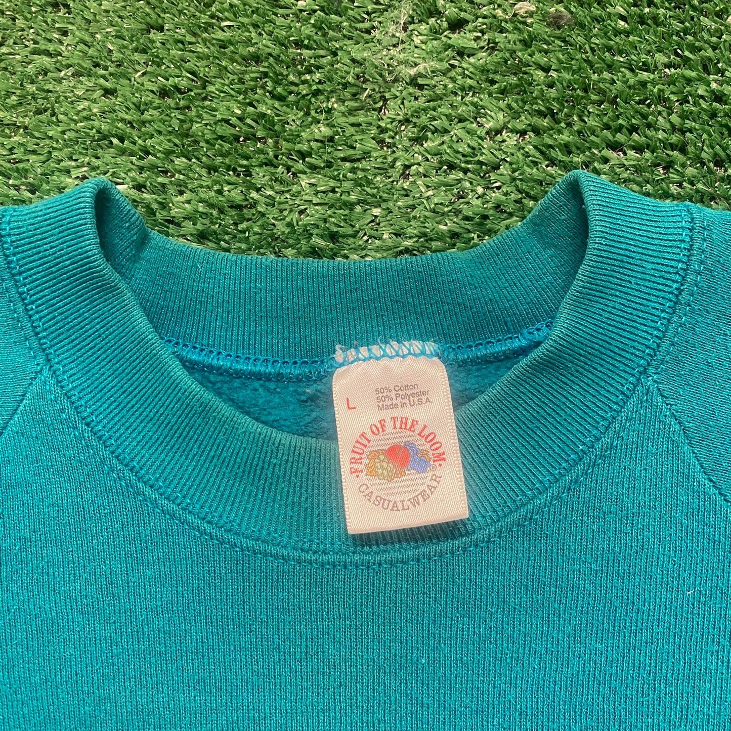 Teal Blue Blank Vintage 90s Crewneck Sweatshirt