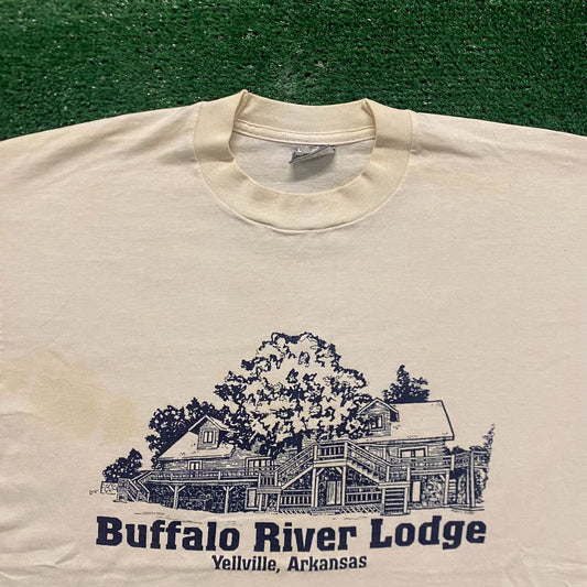 River Lodge Cabin Arkansas Vintage 90s Cottage T-Shirt