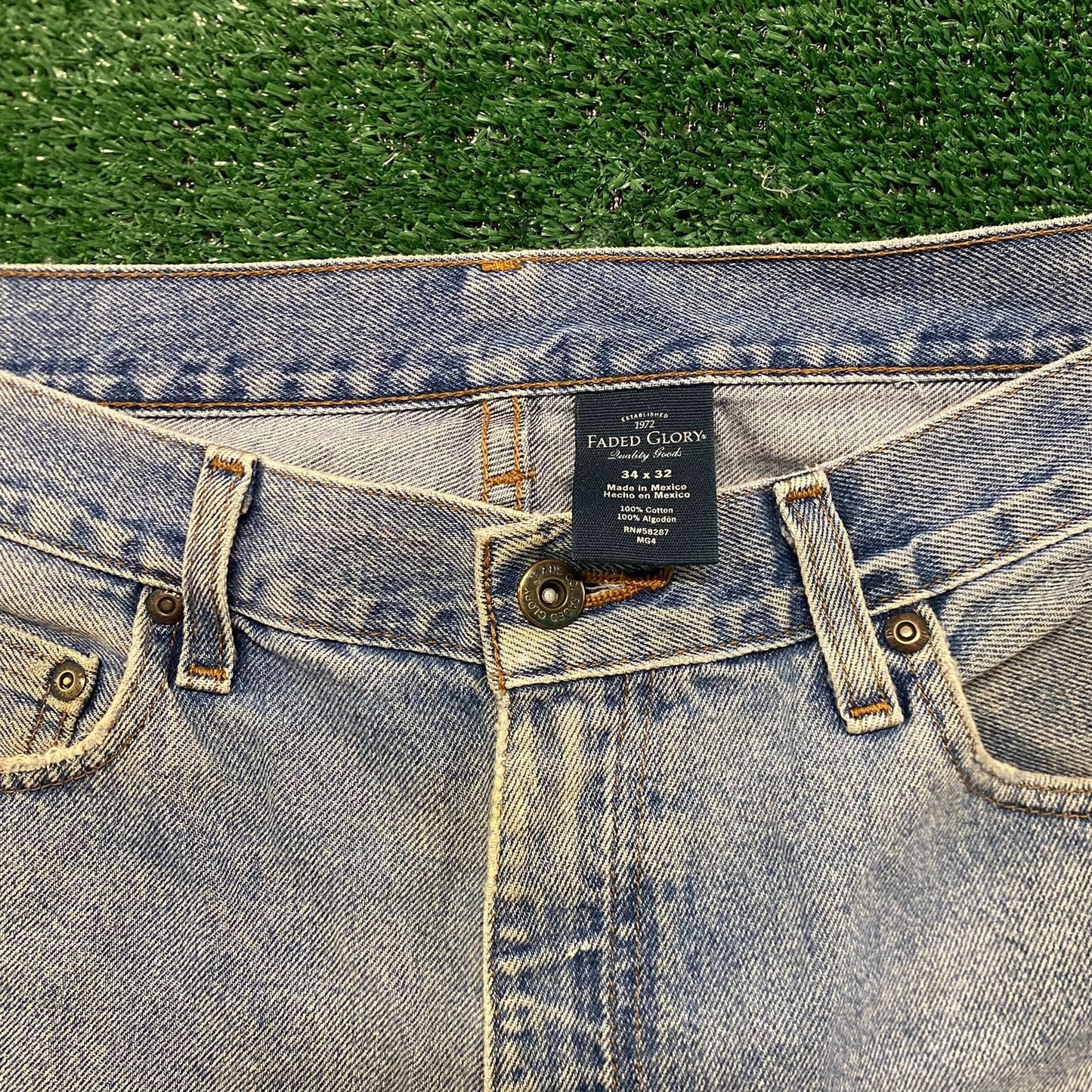 Faded Stonewash Vintage Denim Jeans Pants