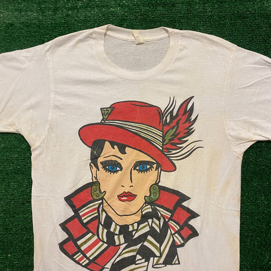 Vintage 80s Comic Woman Art Single Stitch T-Shirt